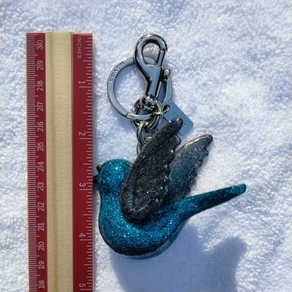 Very Rare Coach Teal Bird Glitter Resin Bag Charm Style #21395 - Picture 8 of 10